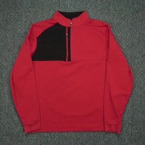 FootJoy Pullover Mens Medium Red Crimson Pique Sport Midlayer Half Zip